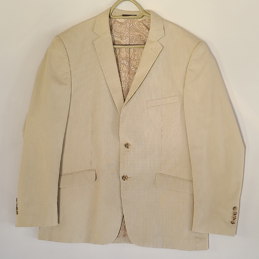 Madison Men’s Tan Cotton Corduroy Sport Coat Blazer 44R Paisley Lining